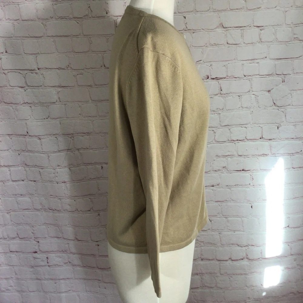 Liz Baker Petite Tan Long Sleeve Knit Cardigan - Size Small Petite - Picture 2 of 7